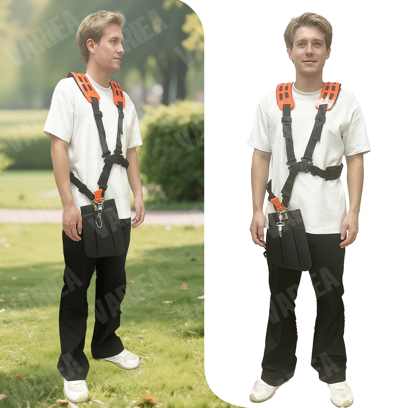VARIEA-Adjustable Double Shoulder Strap Harness Trimmer, with Quick Release Buckle - Durable PVC Strap, Lawn Care Equipment