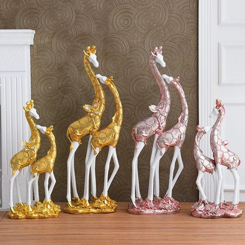 European large-scale ornament handicrafts giraffe couple creative office shop window decoration