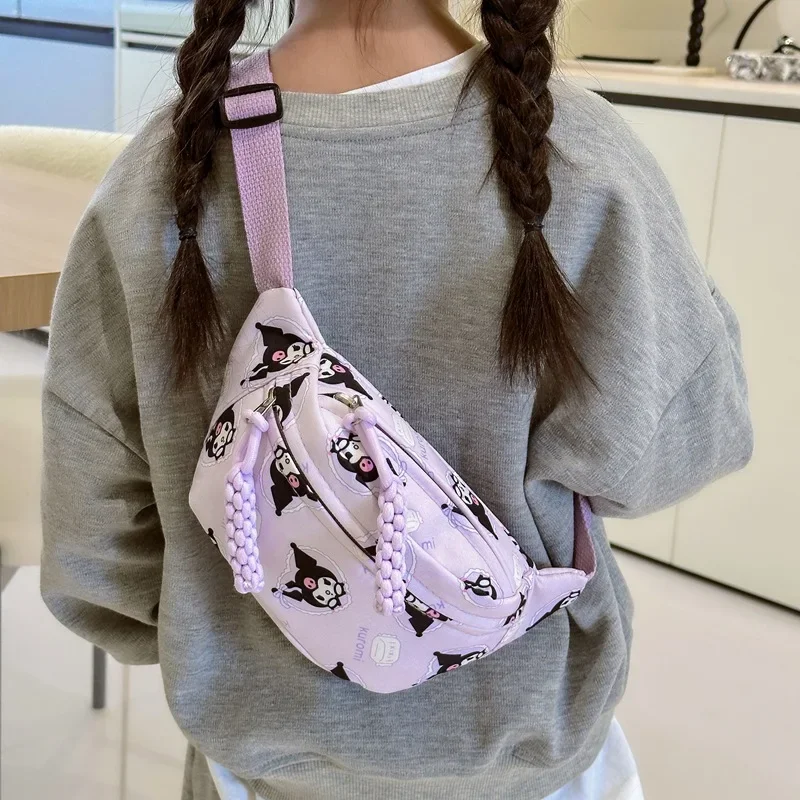 Sac de poitrine Sanurgente Kuromi pour enfants, Cinnamoroll, Bandoulière initiée, Poudres de rangement de taille, My Melody, Hello Kitty, Porte-monnaie, Cadeau pour fille