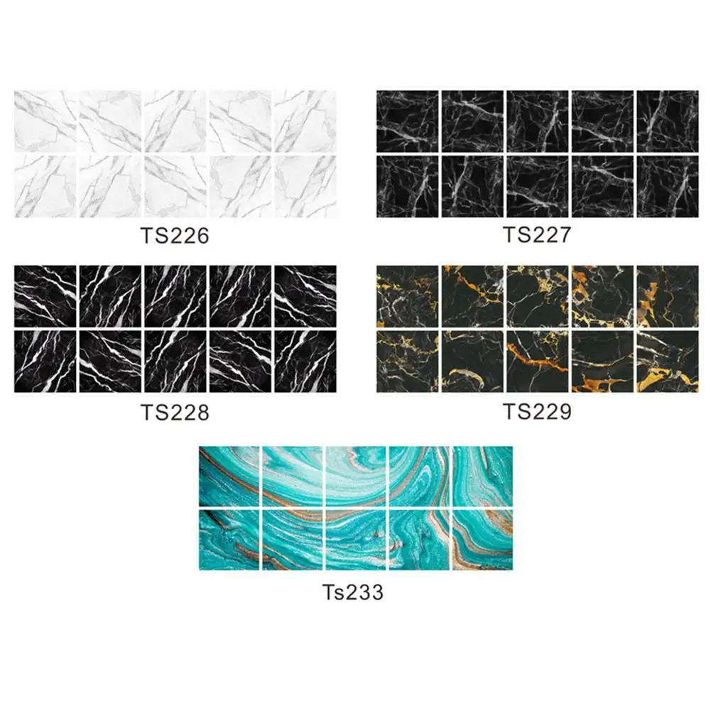 10pcs 15x15cm Tile Stickers Waterproof Oilproof Self-adhesive Kitchen Bathroom Decorative Film