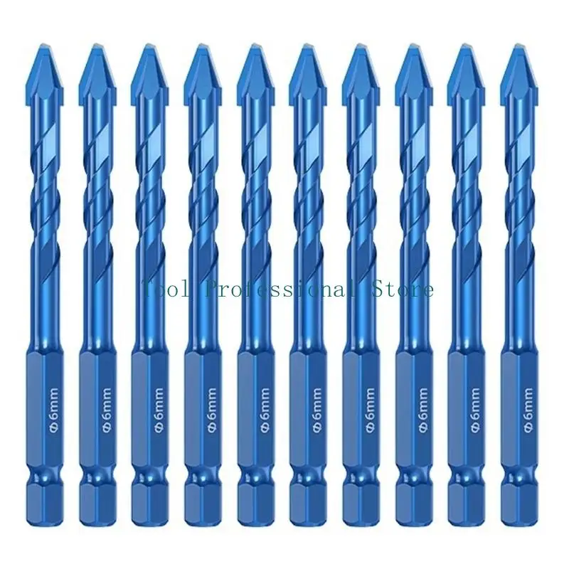 57QF 10 Pieces Angled Tip Hardened Drill Bits For Tile Stone Ceramic And Cement Perfect For DIY Home Improvement