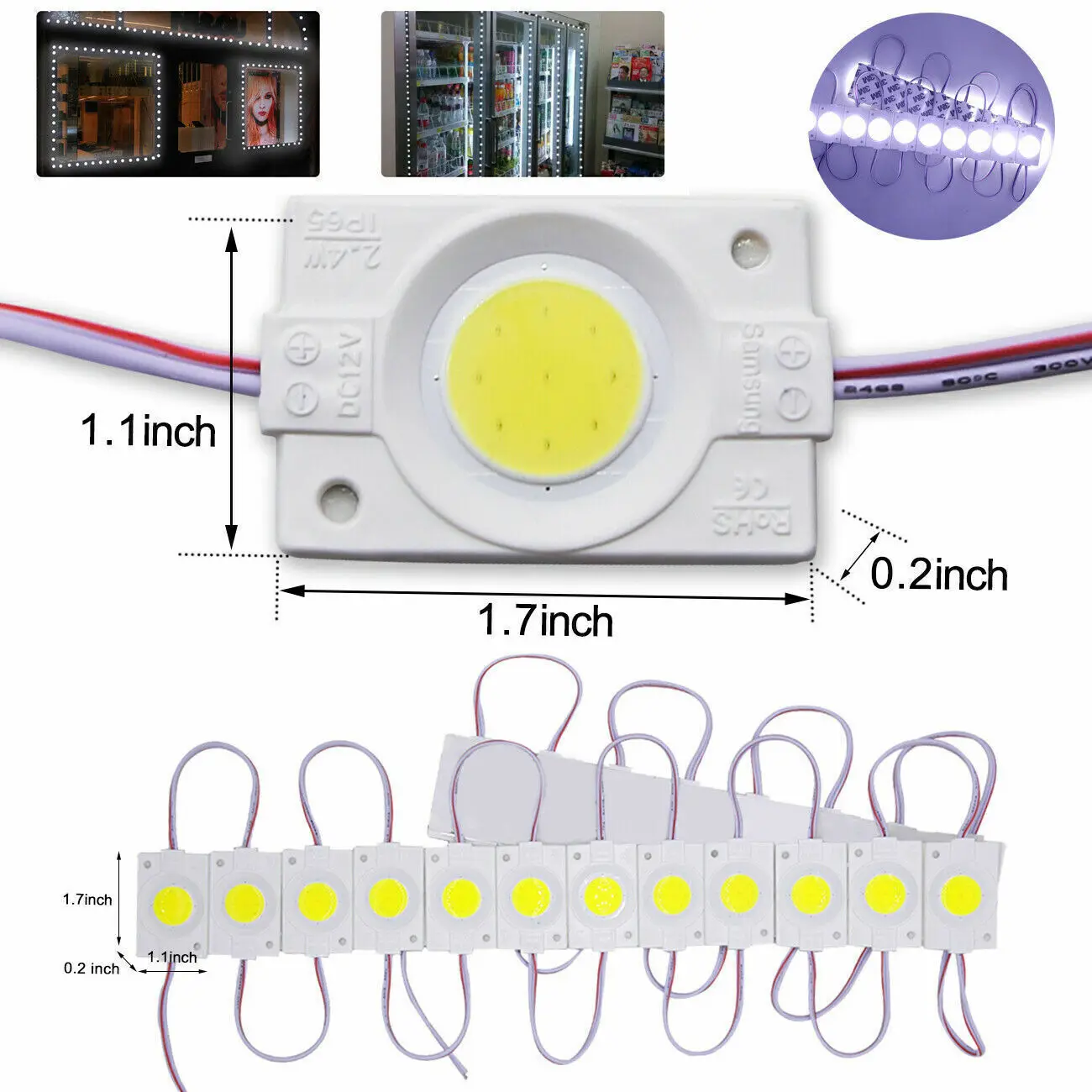 Um conjunto de módulo COB 1 LED Strip Light IP65 Club Bright Billboard Lamp DC 12V