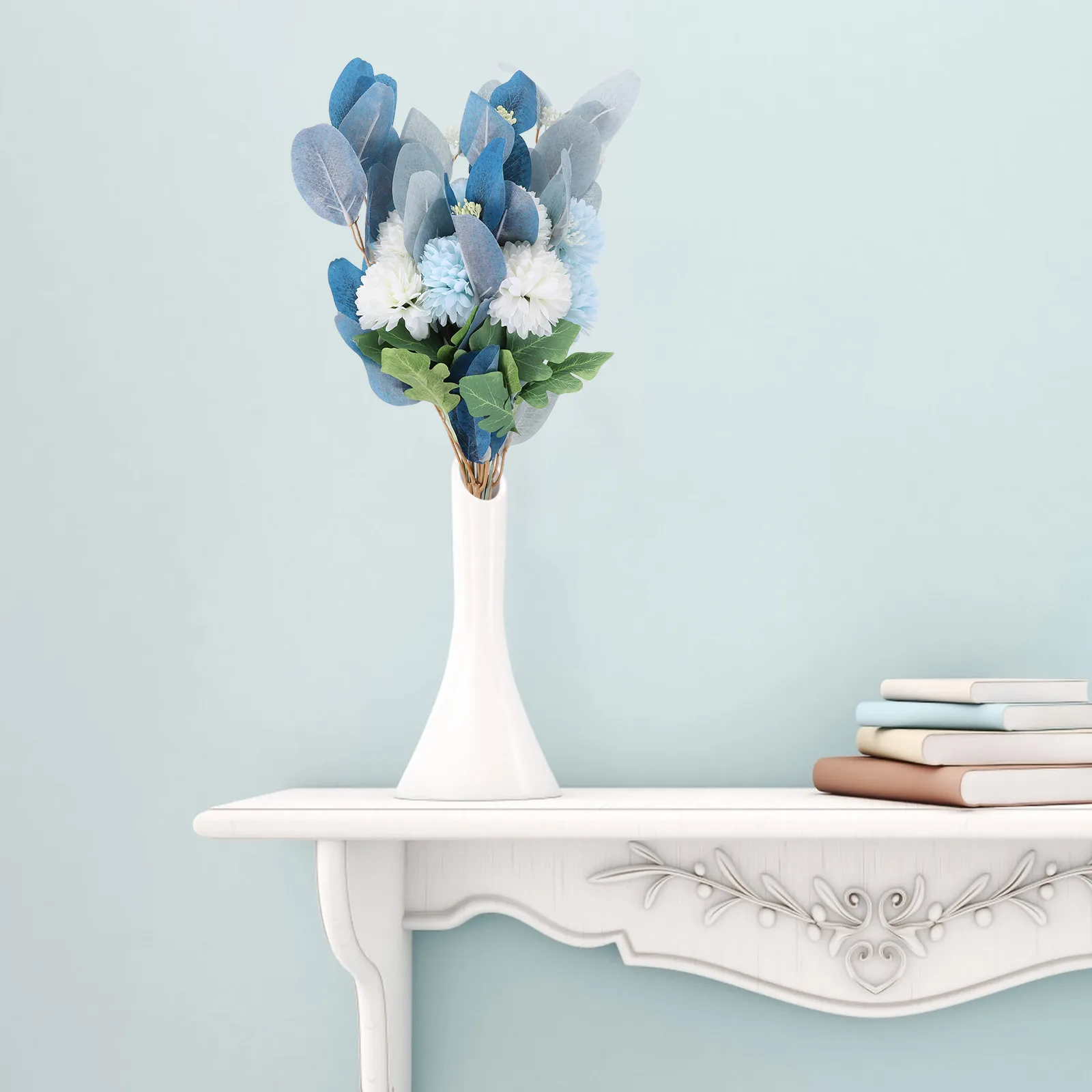 

1pc Realistic Eucalyptus Artificial Bouquet Decor For Home Office Artificial Bouquet Decor Party Flower Arrangement