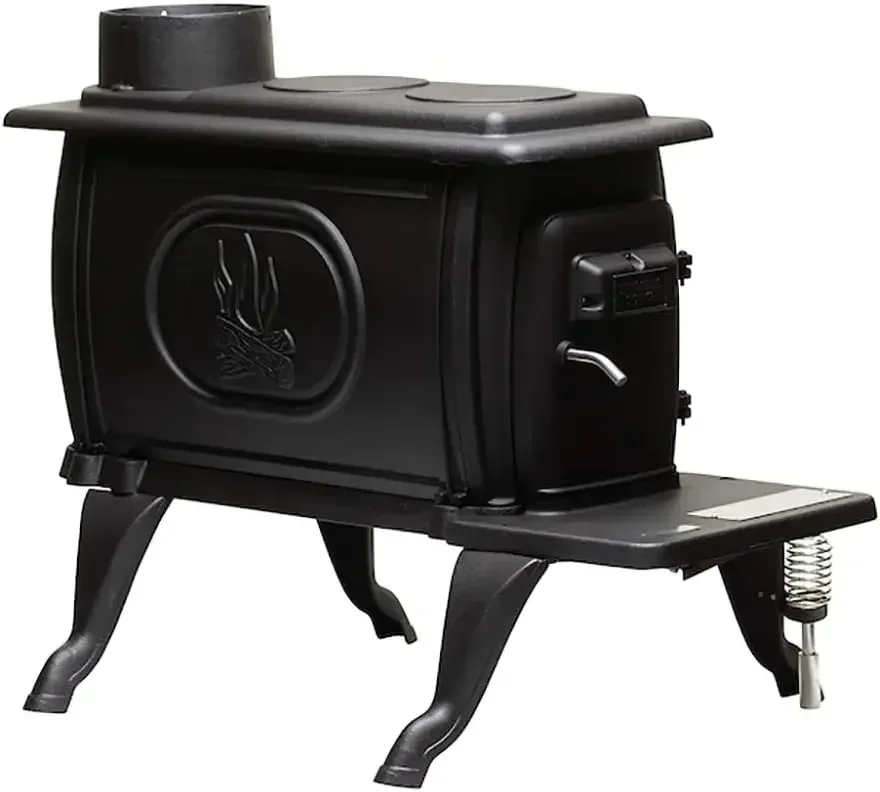 US Stove Company Rustic 900 Square Foot Clean Cast Iron Log Burning Wood Stove Reaching Up T0 54,000 BTUswith Cool Touch Safety