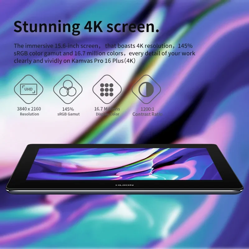 Kamvas Pro 16 Plus 4 K 15.6 Inch Drawing Graphic t with 4 K Screen 145% s RGB High Gamut