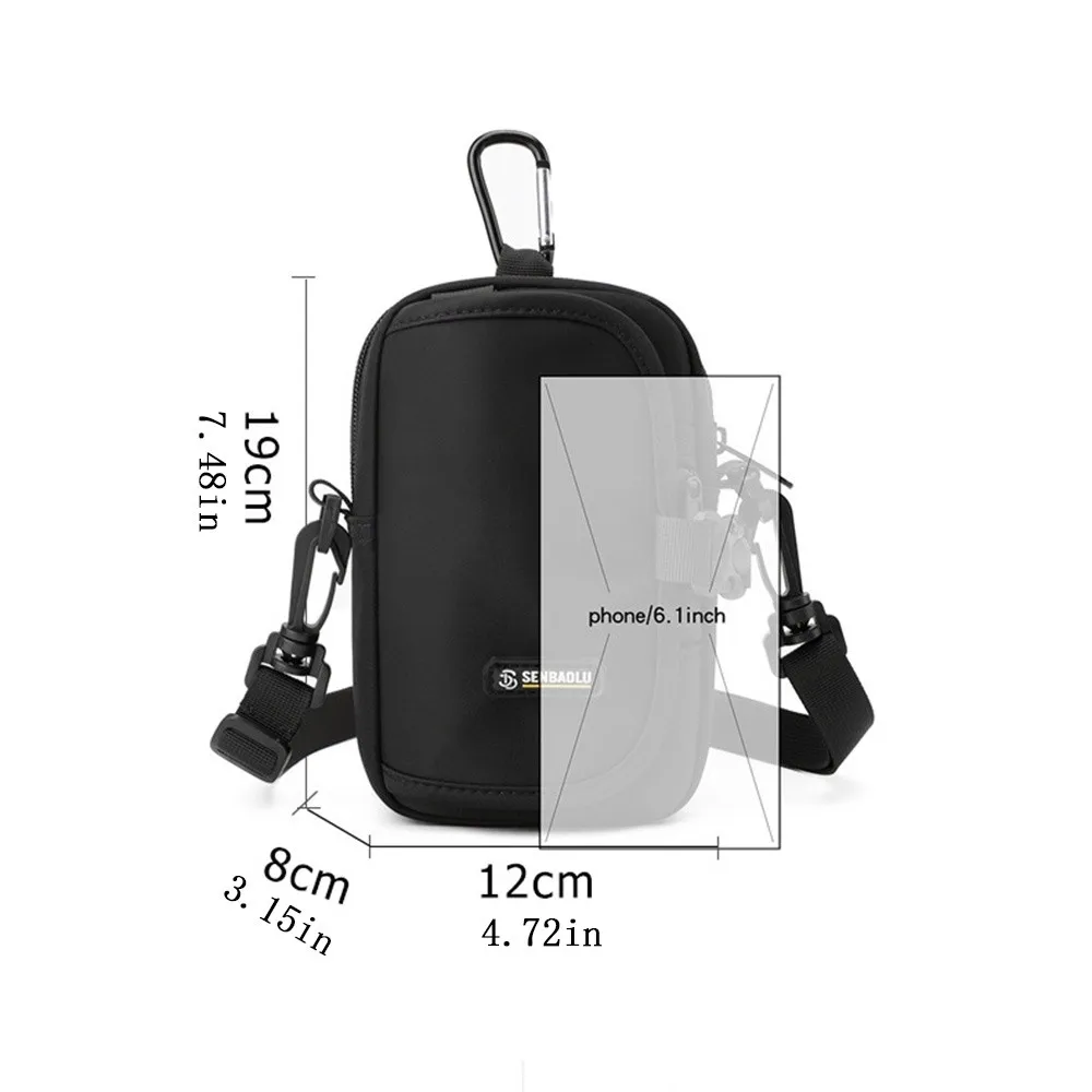 Fashion Casual Men Crossbody Bag Multi-Pockets Large Capacity Phone Storage Bag Square Multi-functional Wallet Hiking