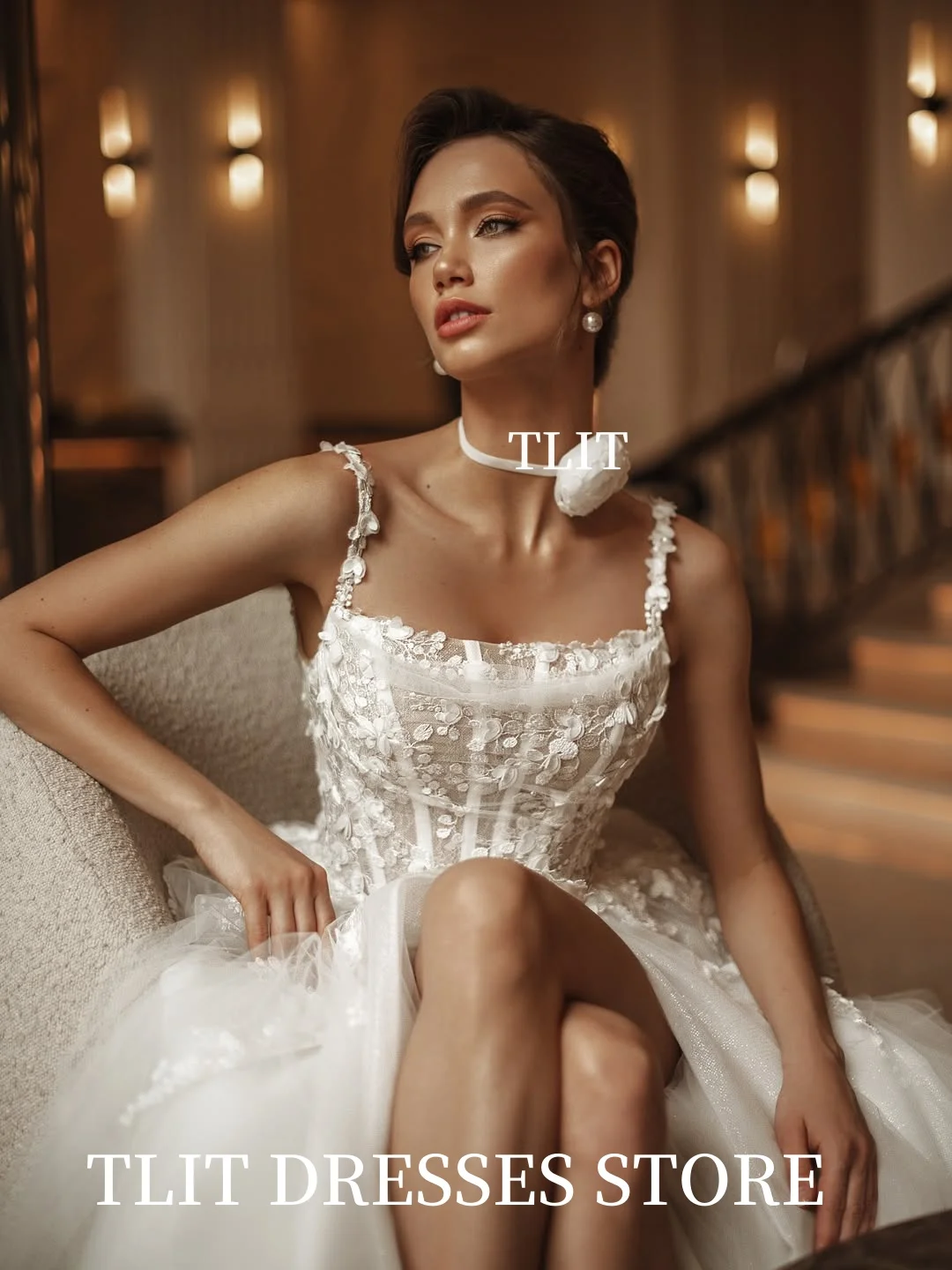 TLIT Роскошные кружевные свадебные платья трапециевидной формы на заказ без бретелек فساتين زفاف Свадебные платья с аппликациями и цветами с высоким разрезом