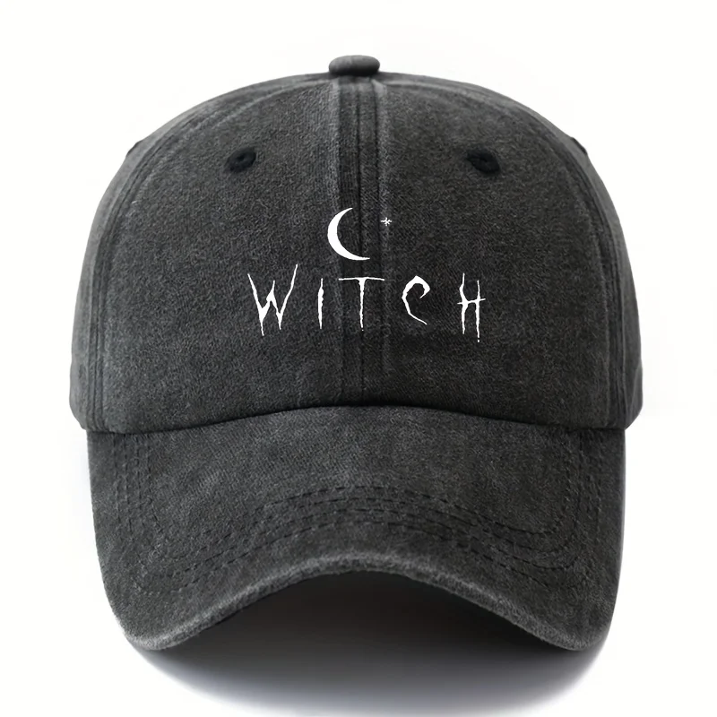 

Fabric.Makefge Unisex WITCH Baseball Cap with Moon & Stars Design - Lightweight, Vintage Washed, Curved Brim for Outdoor, Campin