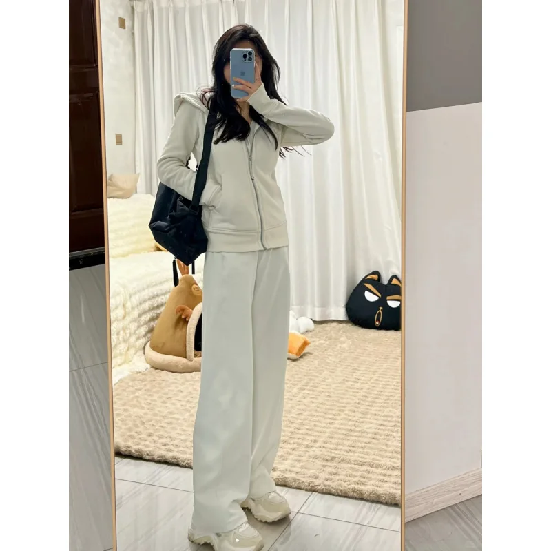 Women Scuba Fleece Sweatpants Winter Warm Mid Waist Drawstring Wide Leg Athletic Lounge Pants Soft Cozy Casual Sports Trousers