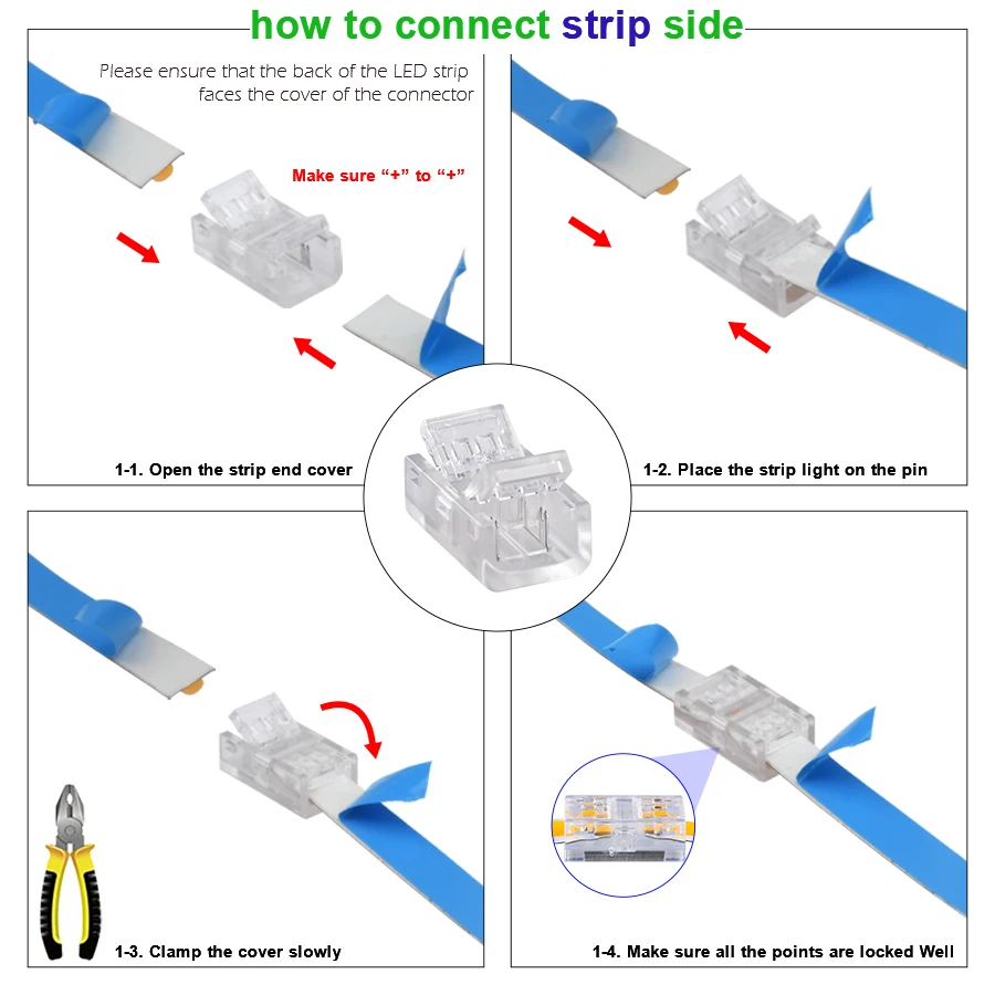 8mm 10mm 2pin COB LED Strip Connector Tape Lights L Shape LED Corner Connectors for SMD COB 5050 2835 Strip Light Fixed Clamps