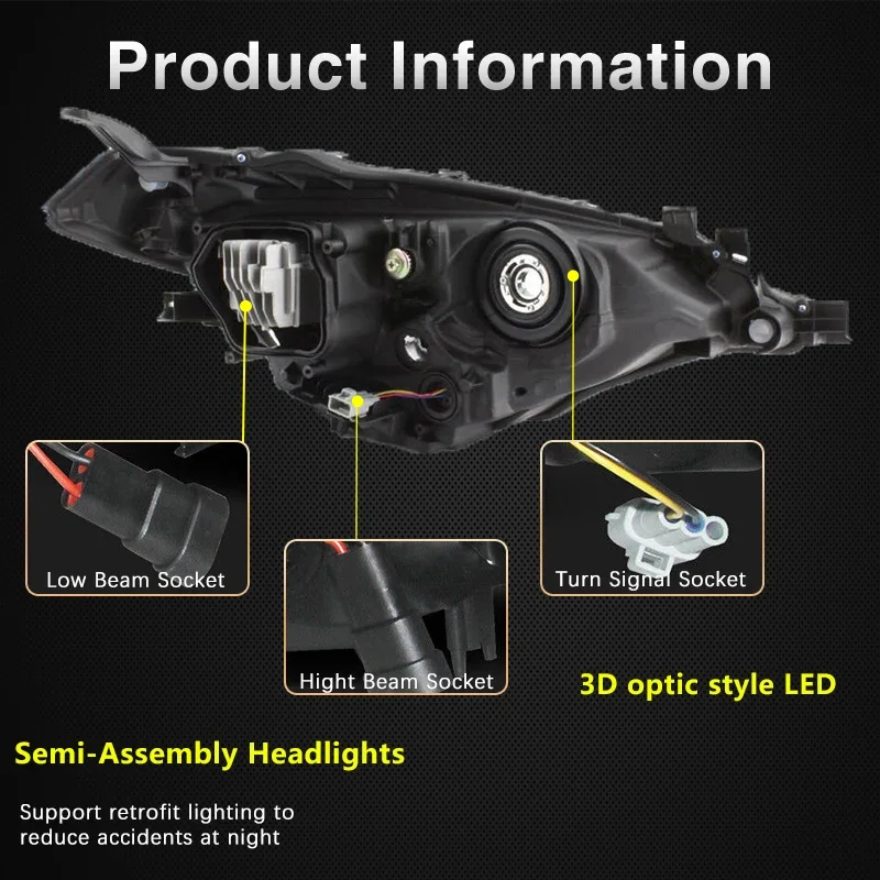For Kia Cerato LD Sephia Spectra MK1 Sedan 2004 2005 2006 Side Front Halogen Headlights Assembly Bumper Warning Fog Light Lamp