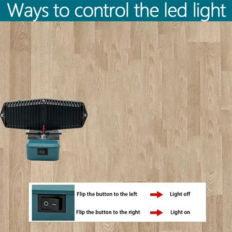 Lámpara de trabajo de 30 LED, linterna, foco, Banco de energía USB y tipo C con protección de bajo voltaje para batería de 18V