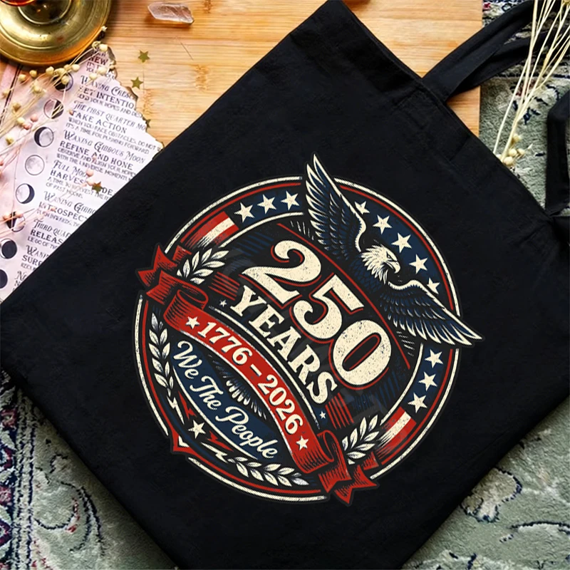 250 Years USA Print Canvas Handbags Men Women 1776-2026 250th America Birthday Tote Bags Fashion Vintage July 4th Shoulder Bag