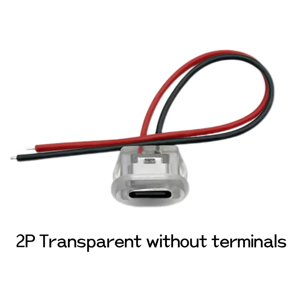 Waterdichte USB-C vrouwelijke connector, Type-C 2-pins oplaadpoort 3A, voedingskabel verlenging, directe klembevestiging, ideaal voor smartphones, tablets, industriële apparatuur en duurzame