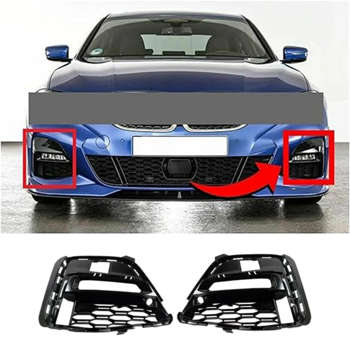 Front Bumper Fog Light Grille Cover for BMW 3 Series G20 G21 G28 2019-2022 51118069371 51118069372