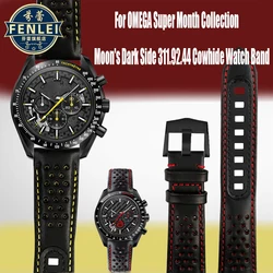 21mm Soft Cowhide Leather Watch band For Omega Super Moon Dark Side Apollo 8 Series Men's 311.92 Watch Strap 311.92.44 Bracelet