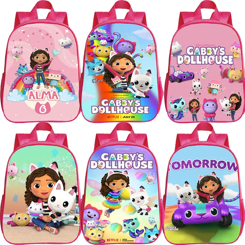 

Children's Backpack Gabby's Dollhouse School Backpacks Kids Kawaii Pink Bag Bookbag Kindergarten Schoolbag Girls Primary Mochila