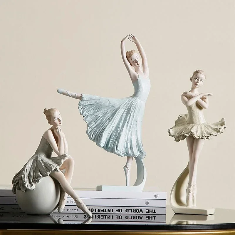 

Nordic Creative Ballet Dance Girl Character Resin Artwork Home Livingroom Bookshelf Sculpture Craft Store Office Figurines Decor