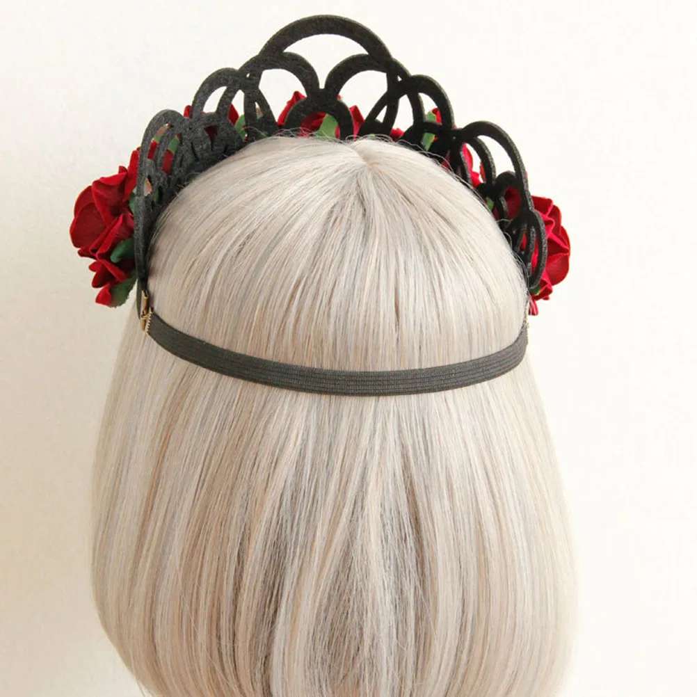 

Floral Crown Headband Wedding Hair Accessory Garland Headdress Elastic Band Rose Flower Girl Accessories Photo Booth Prop Sweet