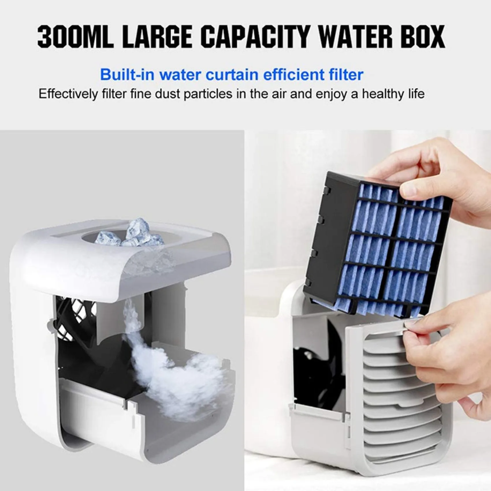 

-ESTR Мини-вентилятор для кондиционера, настольный испарительный воздухоохладитель, 3-скоростной портативный вентилятор для кондиционера, бытовой воздухоохладитель