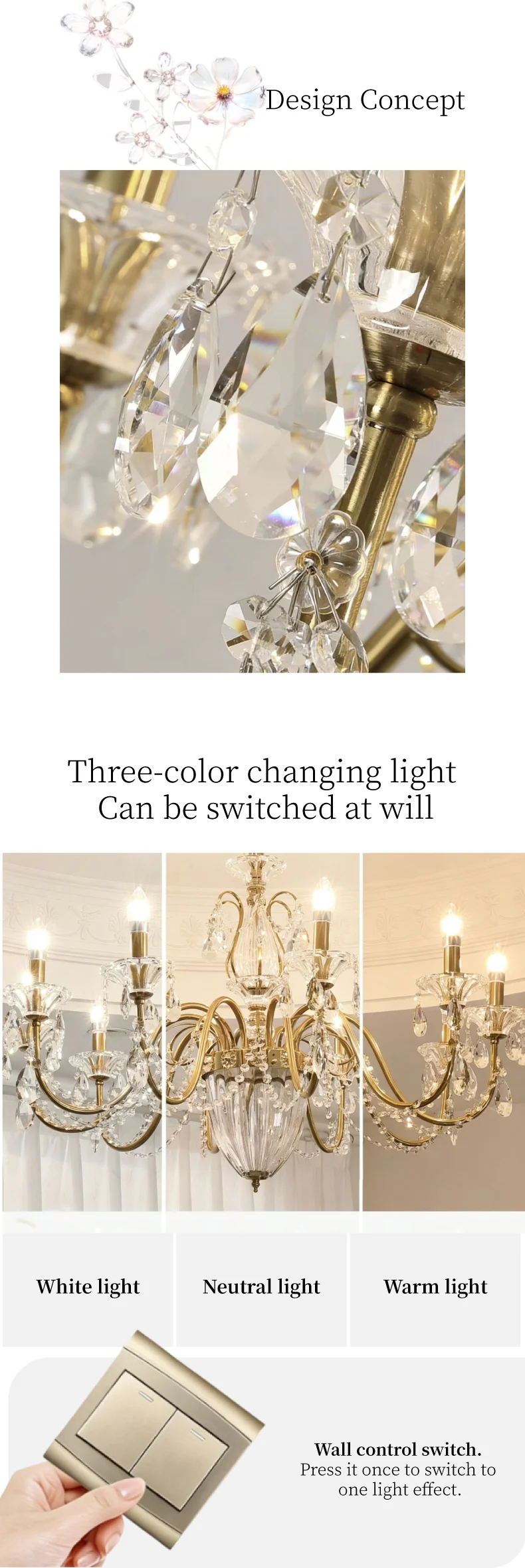 American Candle E14 Chandelier French Royal