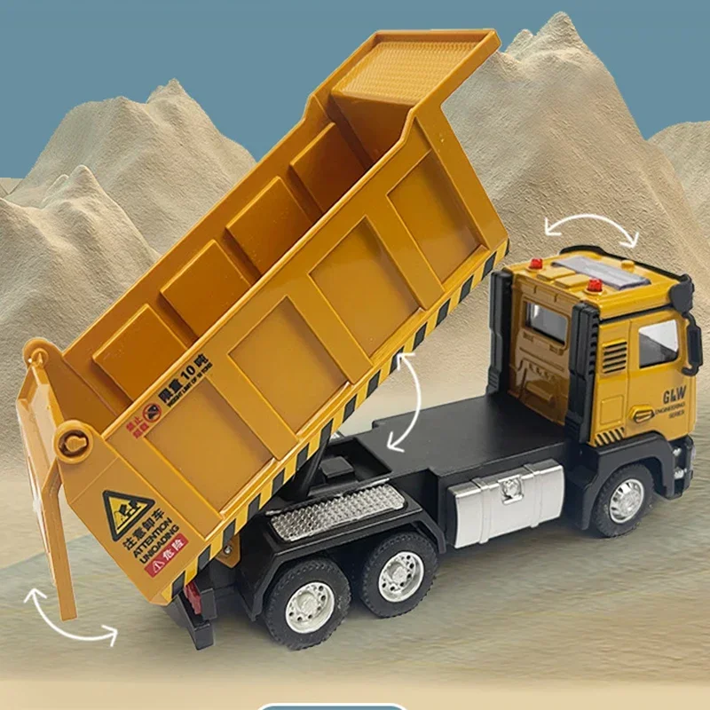 Alloy Dump Digger Mixer Truck, veículos de construção das crianças, Metal Model Cars, puxar para trás carro, brinquedos para crianças, 01:50 Escala