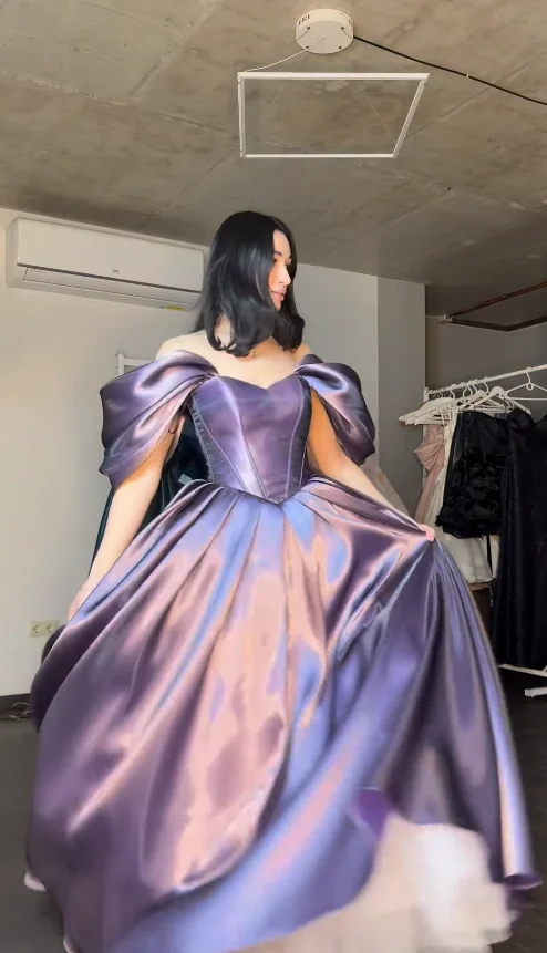 

Aenyrst Modern Lilac Evening Dresses Off The Shoulder Sweetheart Prom Dress A-Line Formal Birthday Party Dresses 2026 Customized