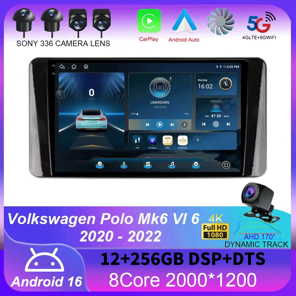 

Android 16 Carplay Car Radio For Volkswagen Polo Mk6 VI 6 2020 - 2022 Multimedia Video Player Navigation Stereo GPS No 2Din DVD