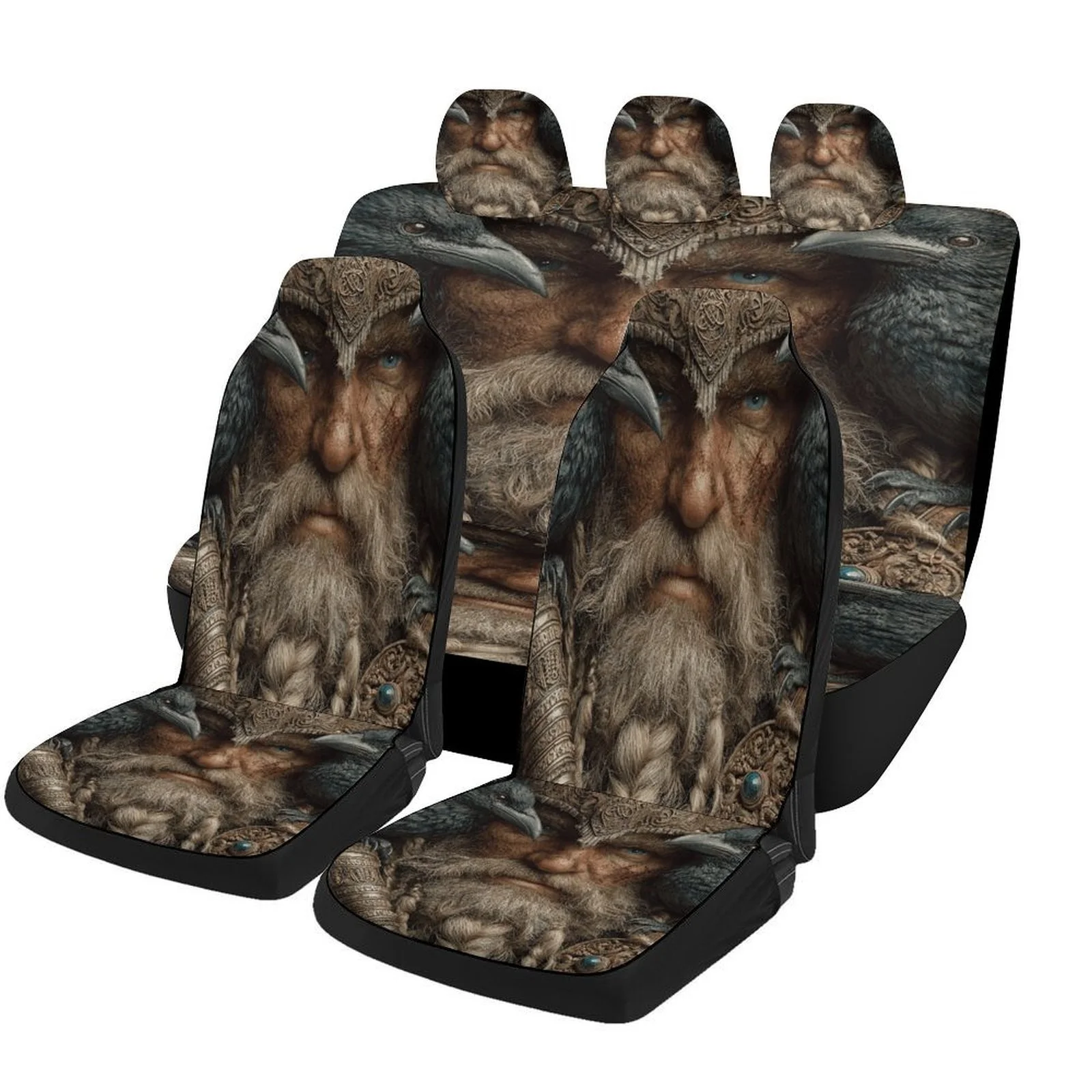Viking Ravens Designed Car Seat Cover Set For Most Cars, High-quality Comfortable Car Seat Protector Covers Full Set, Universal