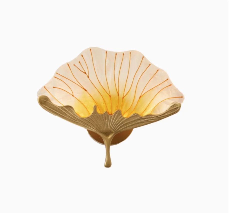 

Italian Ginkgo Leaf Wall Lamp Bedroom copper living room light luxury wall light