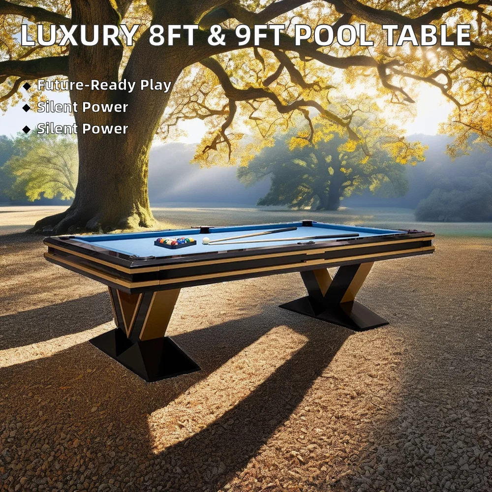Luxury Customized 9ft 8ft Modern V-Shape Solid Wood Legs American Pool Table for Competition Use Durable Design Real