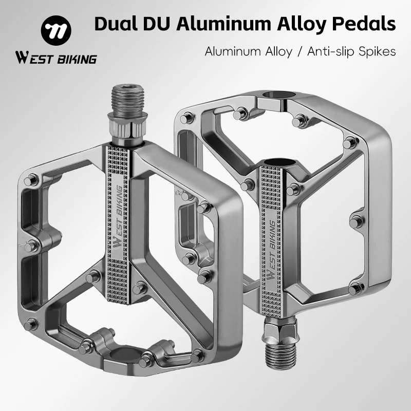 Pédales de vélo WEST BIKING Dual DU en alliage d'aluminium, larges, antidérapantes, légères, accessoires pour VTT et vélo de route