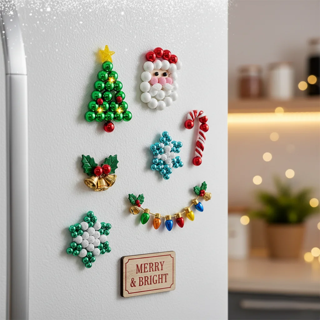 100pcs 5MM Strong Magnet Beads DIY Round Magnetic Colorful Christmas Ball Refrigerator Magnetic Nail Decoration Holiday Ornament