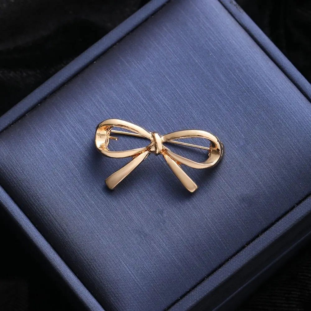 Balletcore Bowknot Brooch Alloy Korean Style Hollow Metal Brooch Clothes Accessories Jewelry Accessories Anti-Exposure Brooch