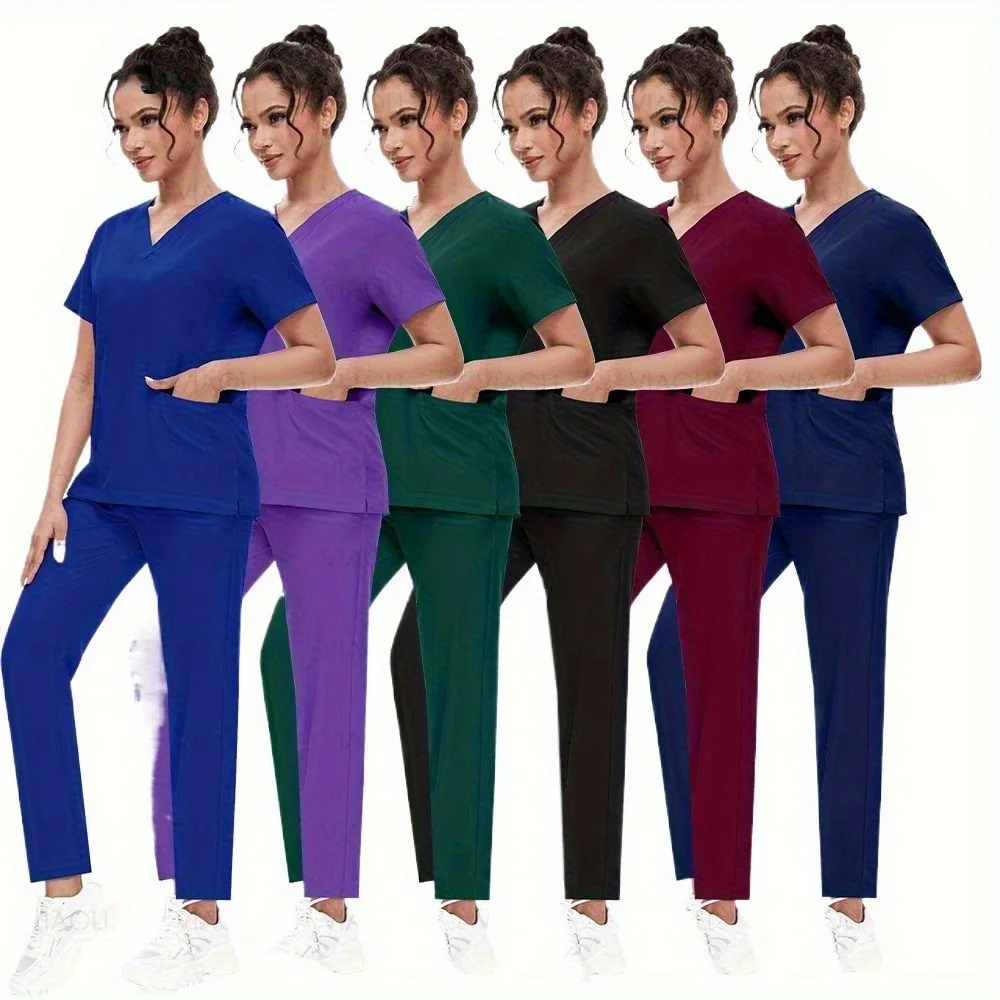 

Scrubs Uniforms Women Nurse Uniforms Lab Work Clothes Hospital Uniform Men Doctor Nursing Top Pants Accessories