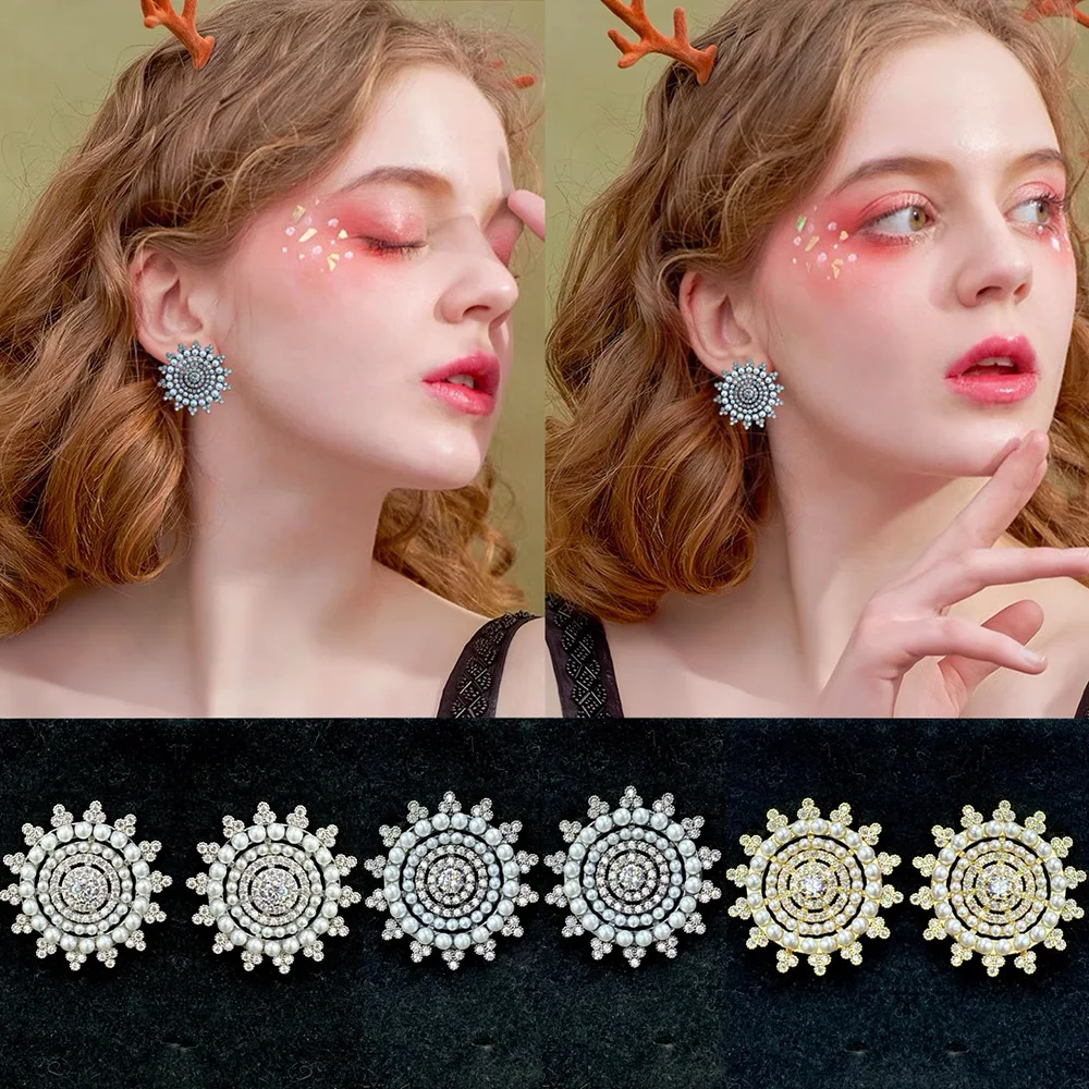 

Missvikki New Trendy Full pearls Round Stud Earrings for Women Lady Anniversary Gift Jewelry Wholesale Valentine's Day