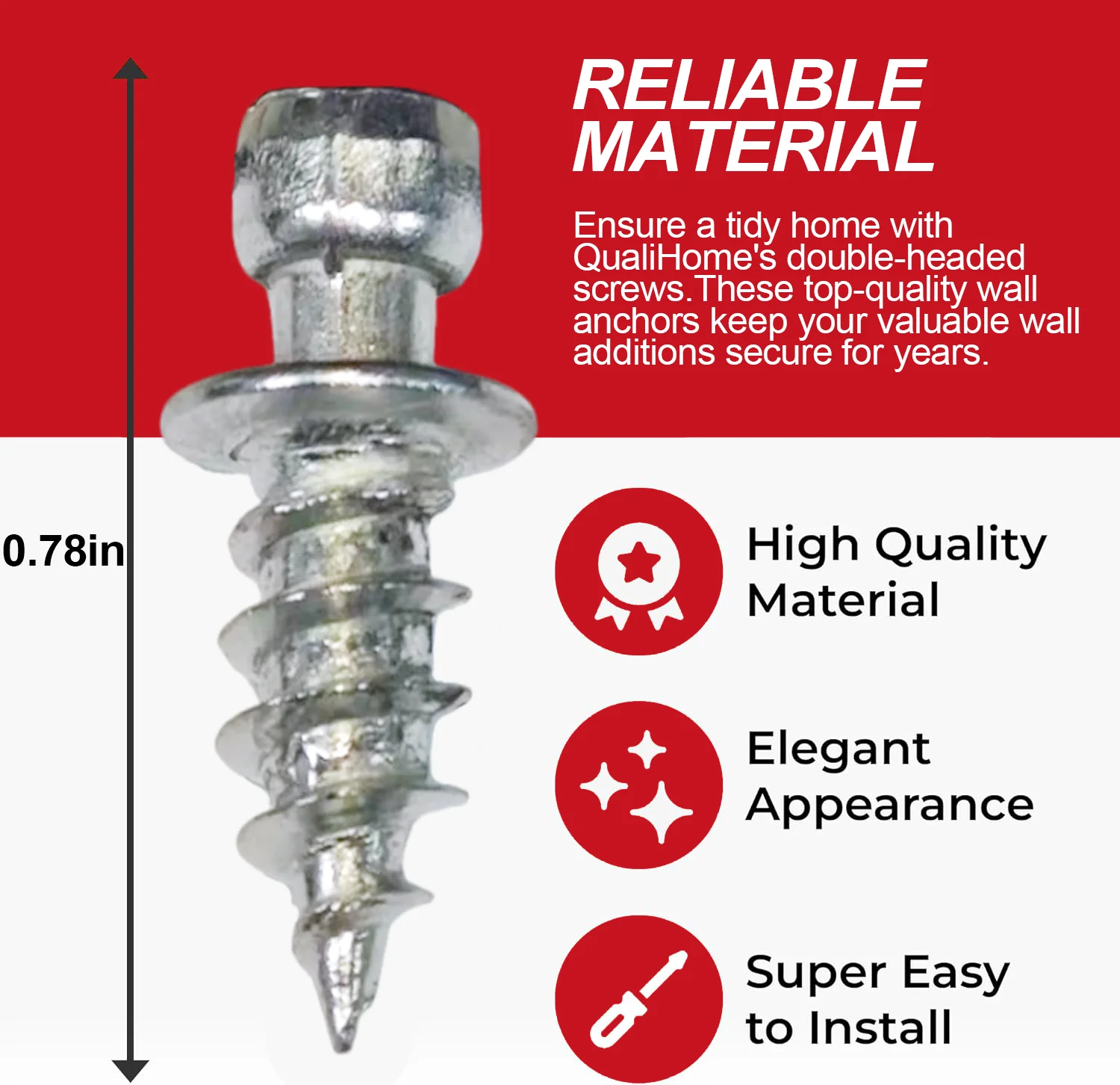 VKKM Double-Headed Wall Screw Anchors - 120-Piece Set, 30 lbs Load Capacity, Perfect for Drywall Applications