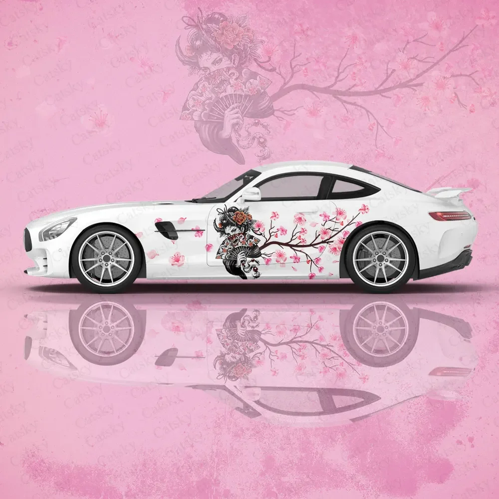 

Cherry Blossoms Mask Beauty Car Vinyl Wraps Decal Self-adhesive PVC Sticker Suitable for Trucks SUV Decor Auto Accessories Gift