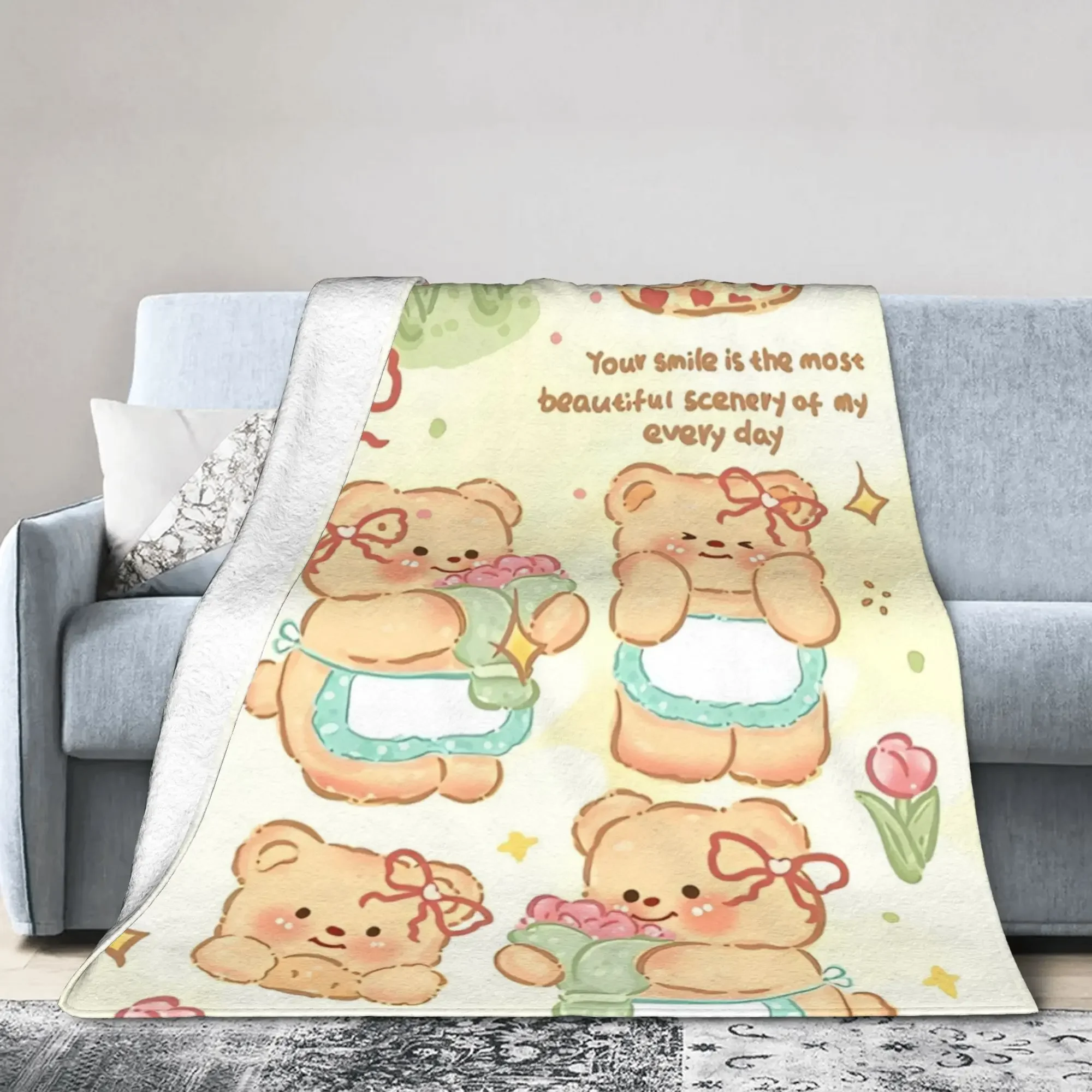 

Одеяла с рисунком медведя-бабочки, фланелевые зимние милые портретные дышащие тонкие для дивана-кровати, гостиной