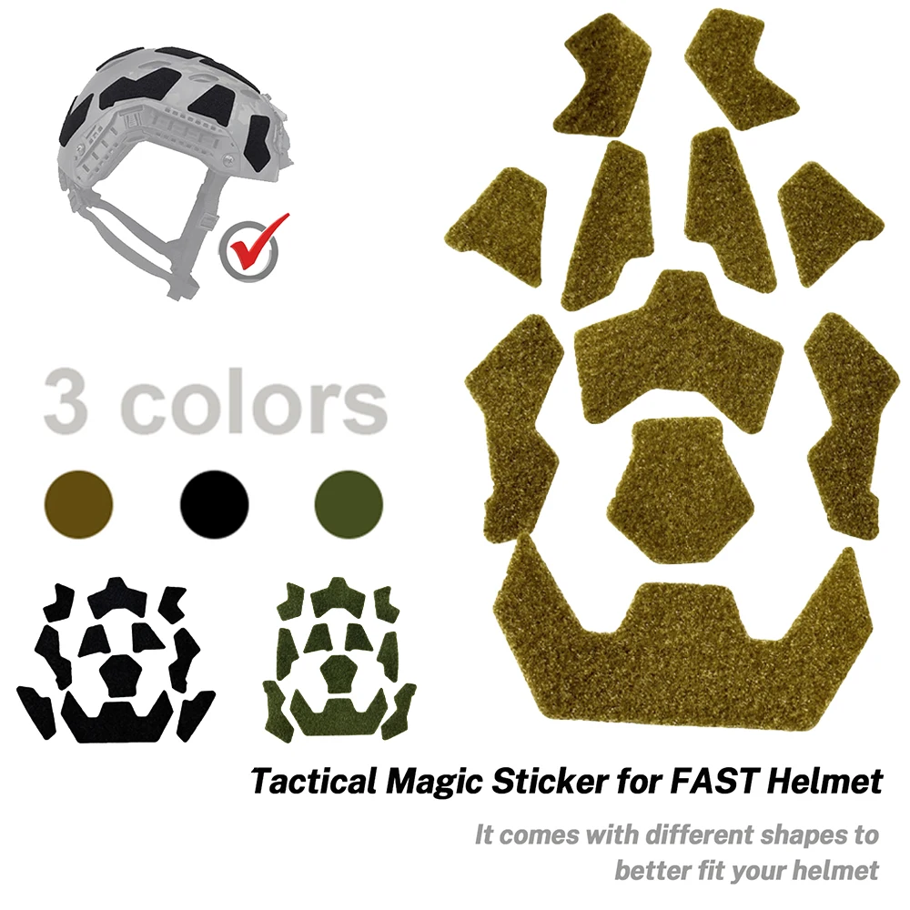 

Tactical Helmets Patches 11Pcs Universal Exterior Tape Helmet Hook And Loop Fastener Set for Fast High Cut Helmet Magic Sticker