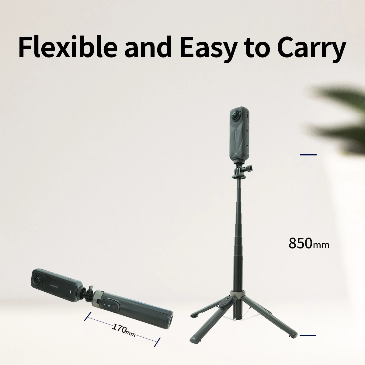 Odpowiedni dla Insta360 Selfie Stick X3 X4 X5 Ace Pro2 GO 3S Ace Pro, pilot Bluetooth, mini statyw, przedłużany drążek. — zdjęcie produktu 2