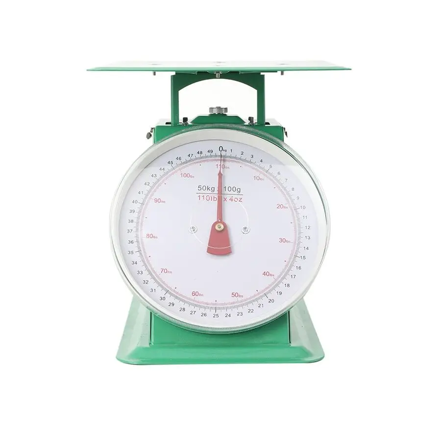 Waga kuchenna i spożywcza z mechanicznym mechanizmem, przemysłowa waga zegarowa z platformą ze stali nierdzewnej, udźwig 50 kg (110 funtów)