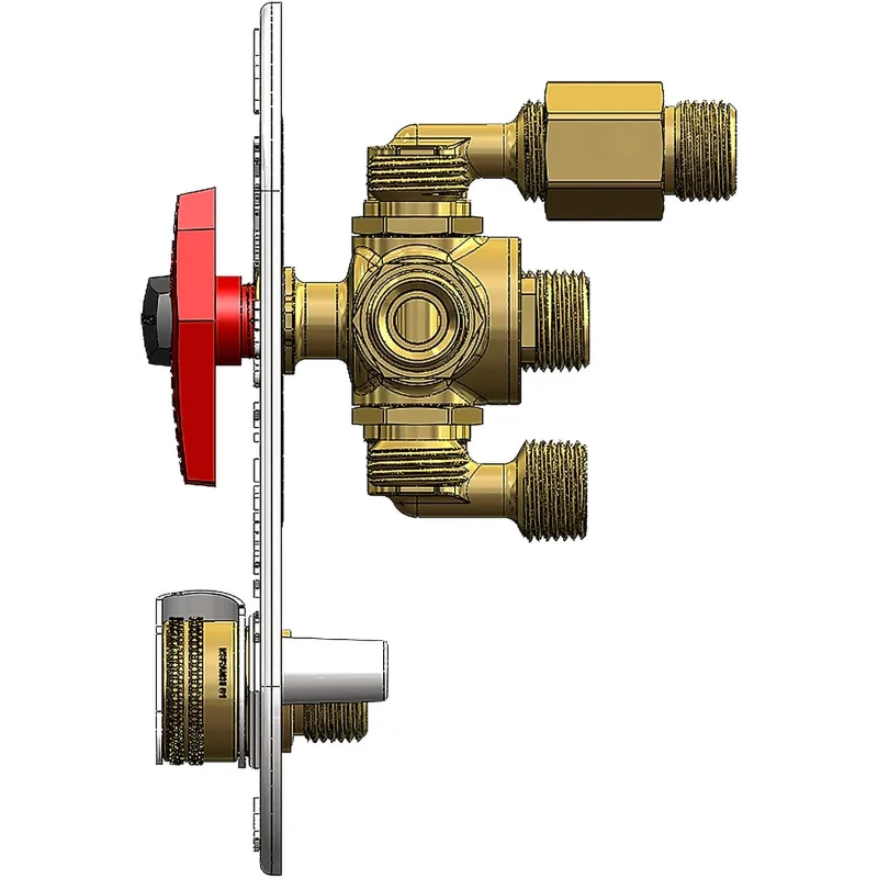 ABCO RV MANRV102-RF Pannello di servizio acqua RV con alimentazione valvola in ottone a basso piombo a 4 funzioni e bypass scaldabagno a 2 funzioni