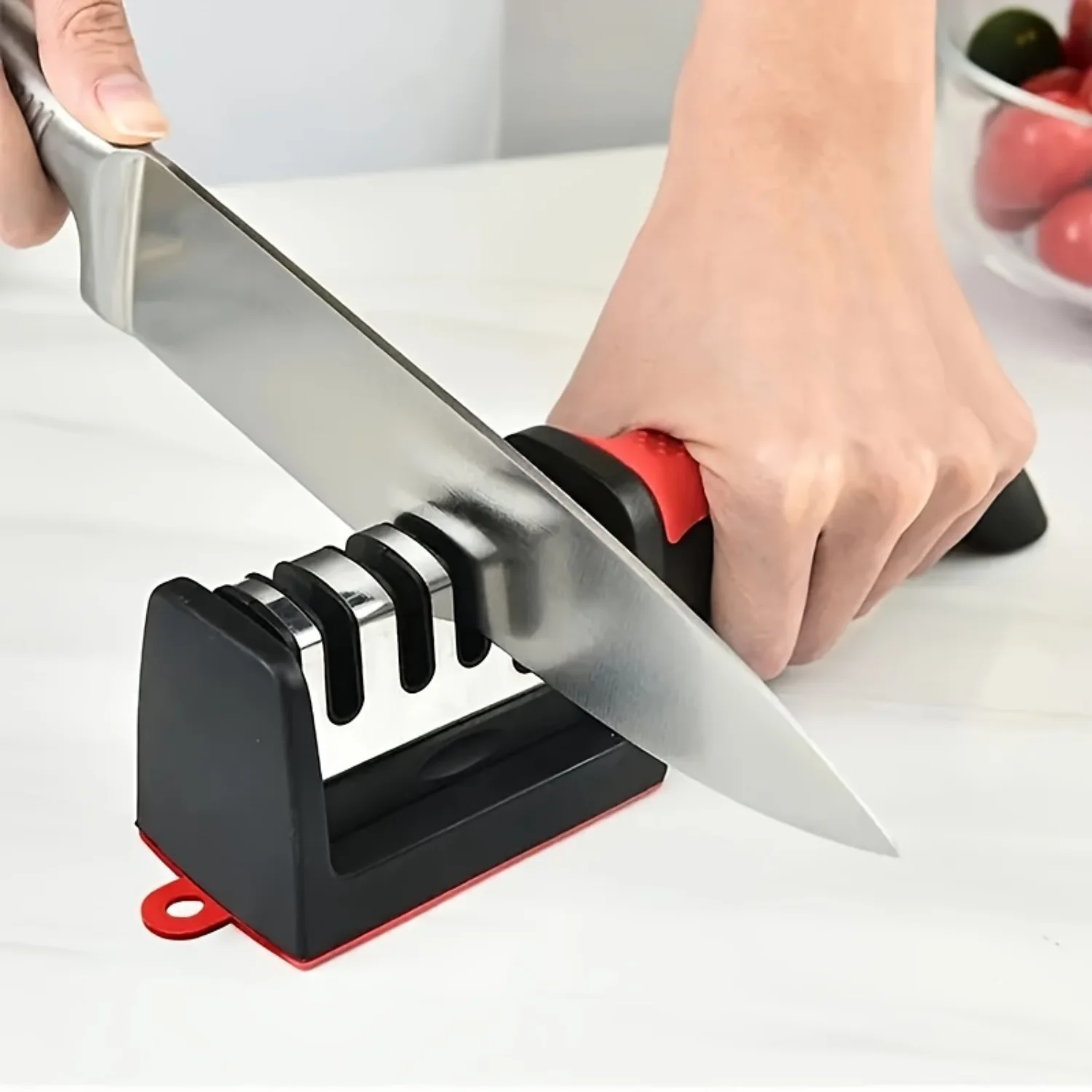 

4-Stage Sharpener with Ceramic Rods, Safe Design, Restores Blades Quickly - Perfect Tool for Knife Sharpening