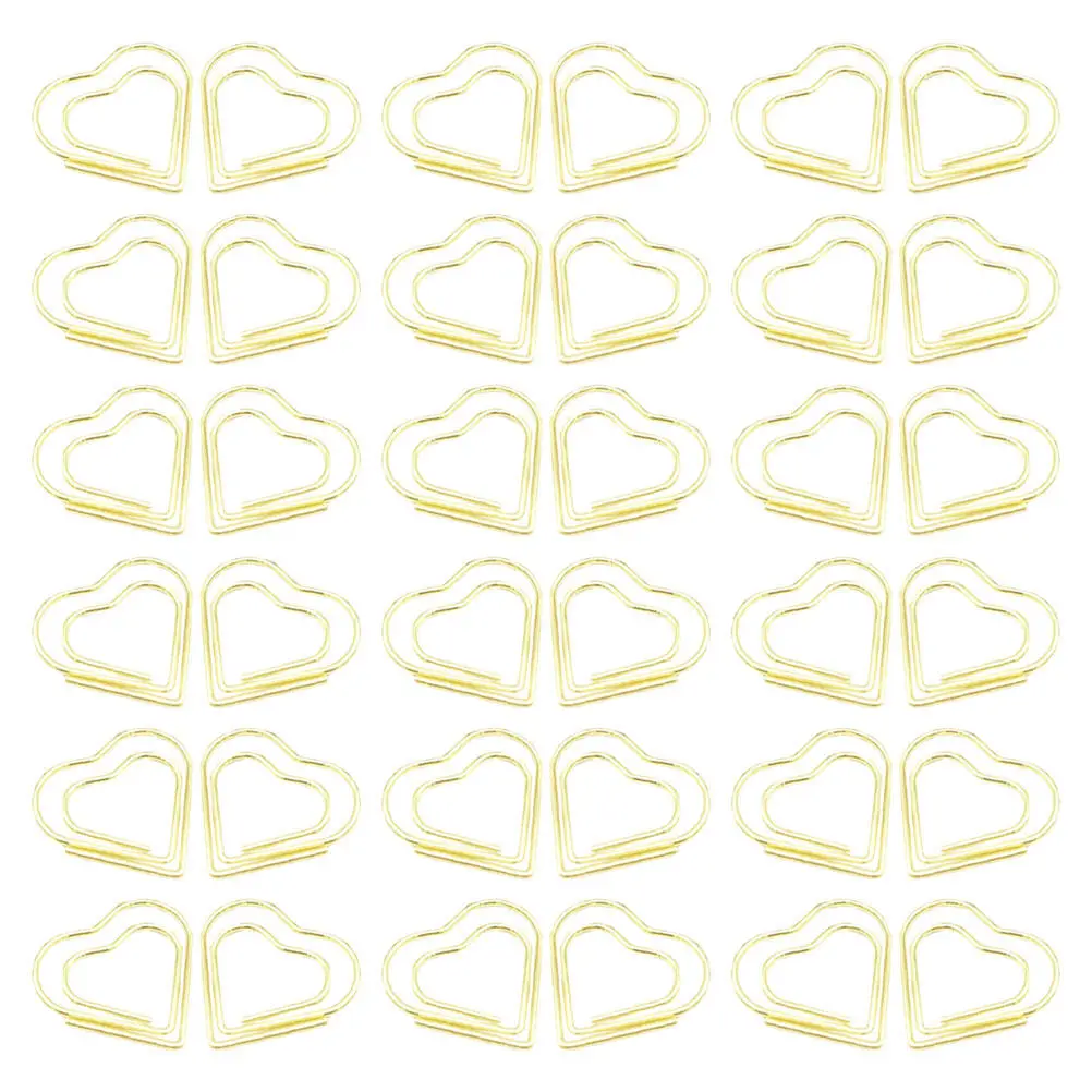 

100 шт. уникальных металлических скрепок для бумаги в форме сердца, прочные канцелярские принадлежности, креативные зажимы для документов для женщин и рукоделия