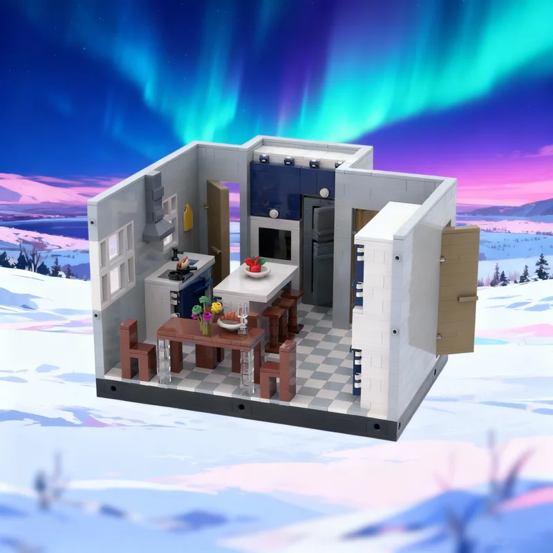 

1239 деталей MOC: Модульный городской пейзаж, Бунгало, Часть 1, Кухня. Конструктор. Рождественские подарки. Архитектурные блоки. Образовательная игрушка.