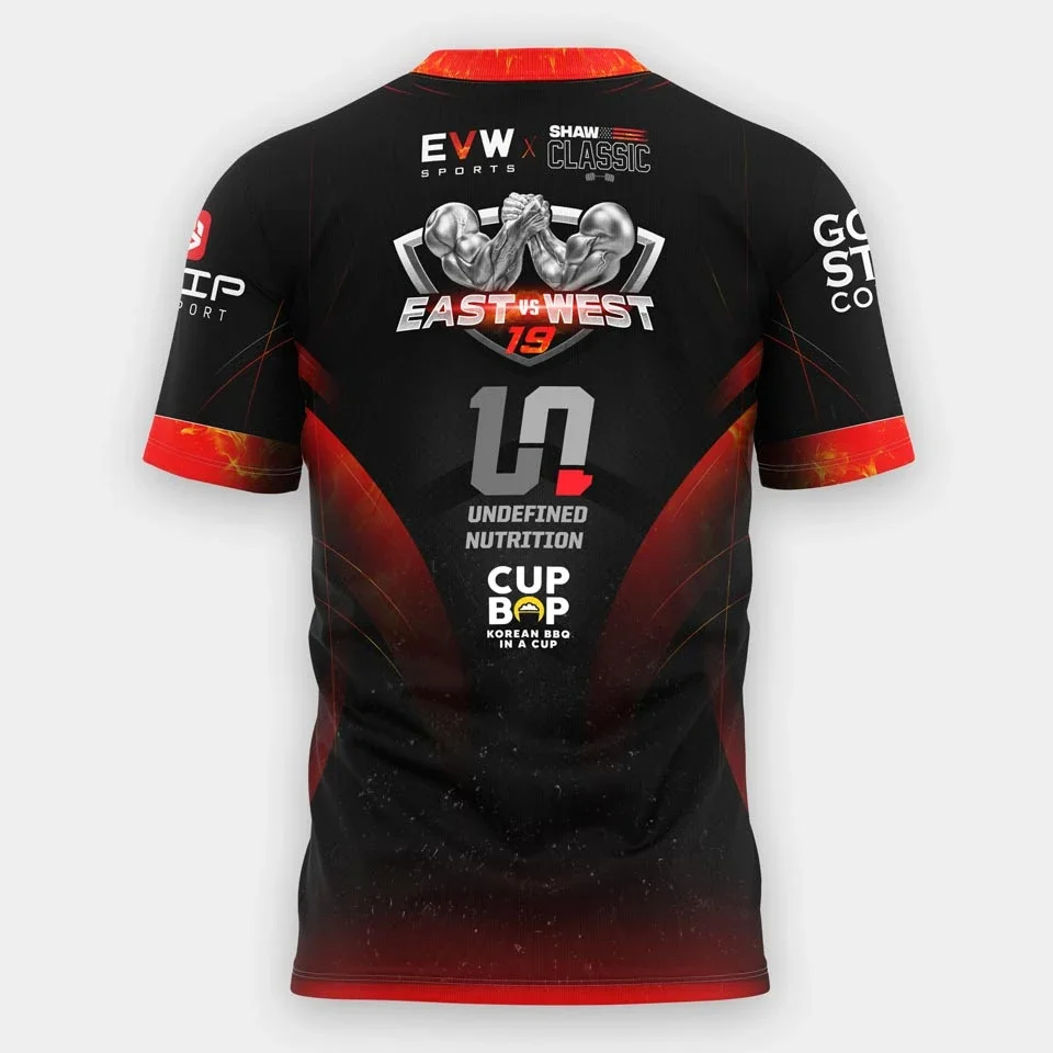 Camiseta grande 3D masculina de Dave chaffey de Este a west 19 Boxing transpirable Fitness King على طاولة رياضية خارجية