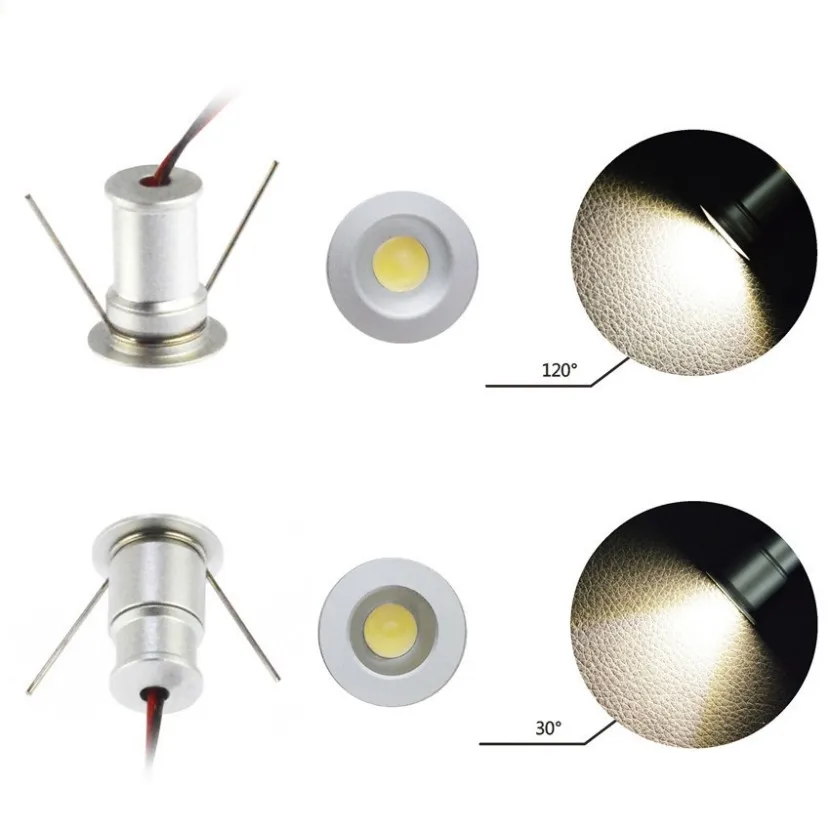 Minifoco LED para exteriores, luz descendente regulable IP65, 1W, 12V, para escalera, armario, carcasa negra, blanca y plateada, iluminación para