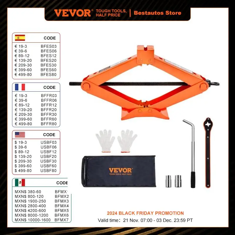 VEVOR Scissor Jack 2.5 Ton/5512 lbs Scissor Car Jack 3.7