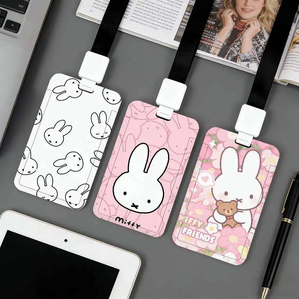 

Симпатичный мультяшный держатель для карт M-miffy, подходит для удостоверений личности, банковских карт, проездных билетов и рабочих пропусков.